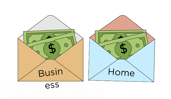 Drawing of two envelopes of cash, one labeled 