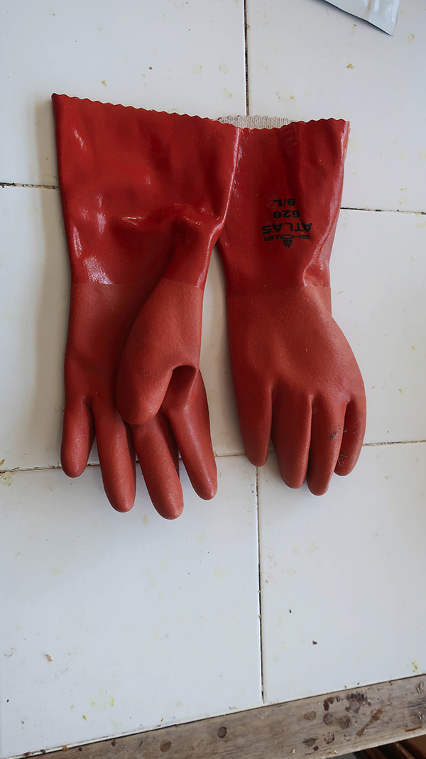 Mite Treatment for Bees - Wear Rubber Gloves