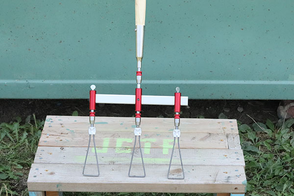This is the head of a wire weeder. It has three metal loops that will weed between rows of plants.