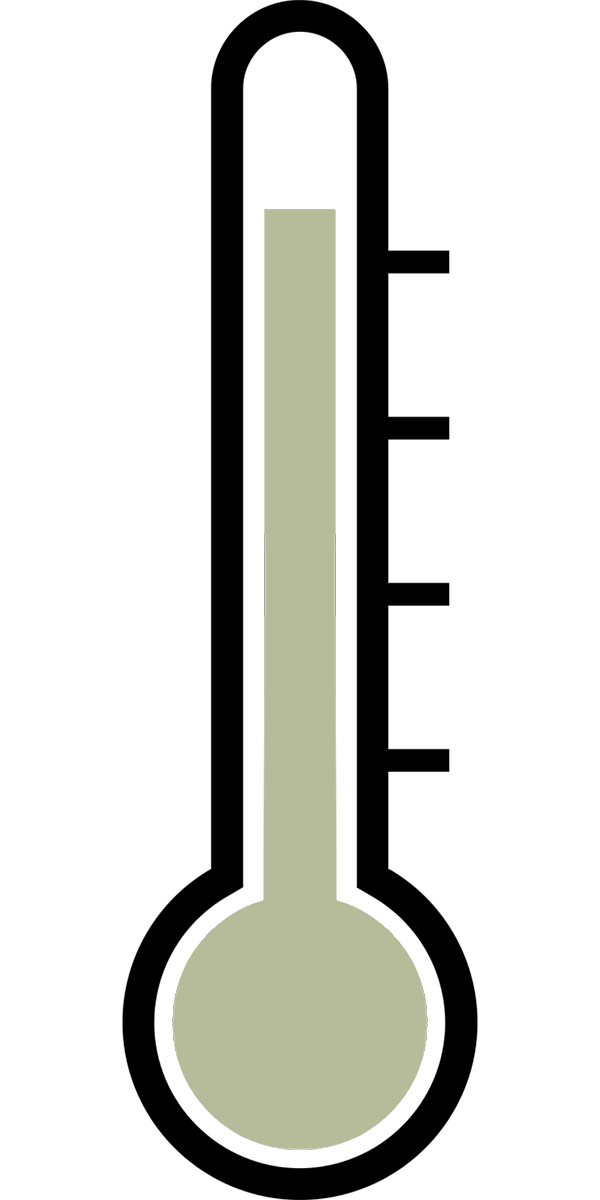 A thermometer with a high, or warm, tempurature.