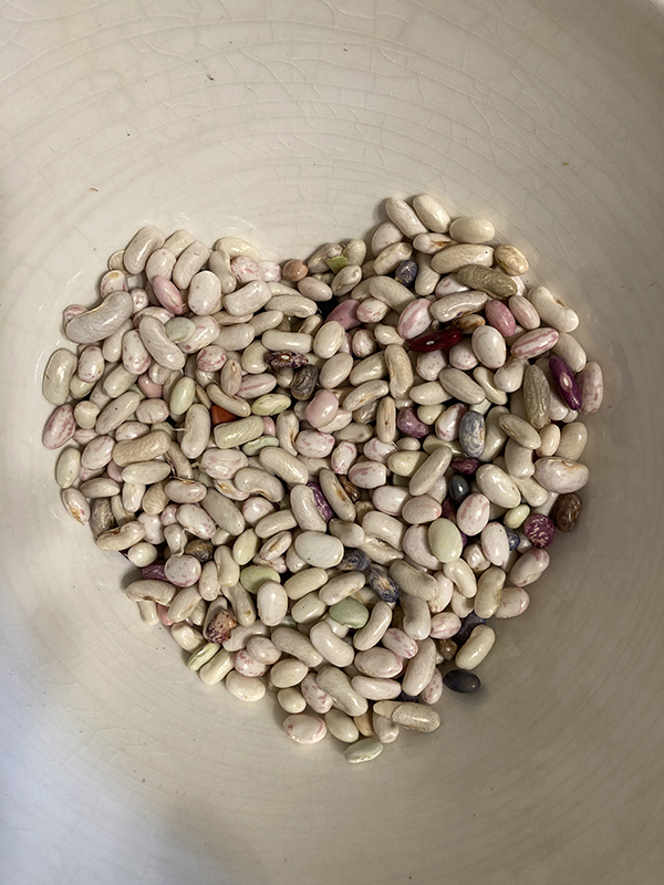 Fresh Shelled Beans in Bowl in Heart Shape