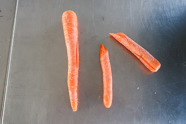 Cracked and broken carrots.