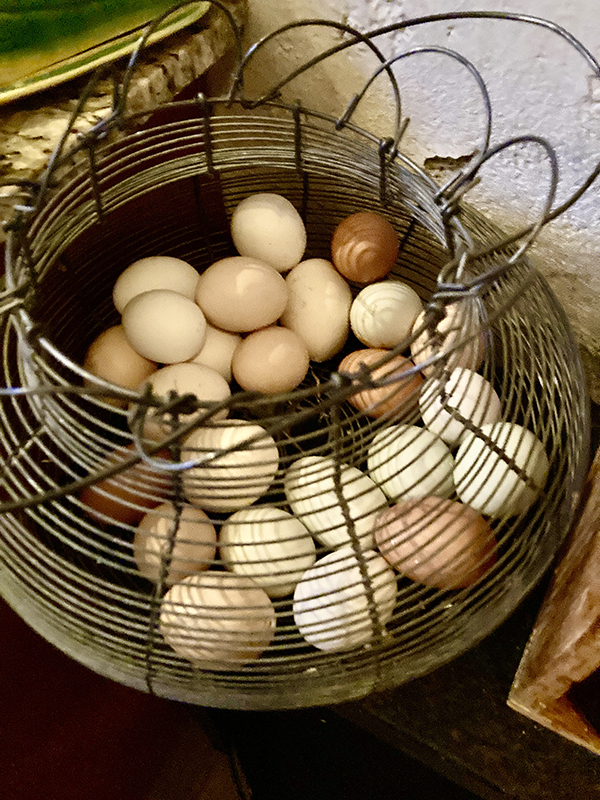 Eggs in Antique Wire Basket