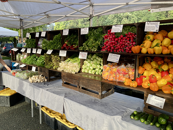 Market Booth Display Using Wood Crates for Shelves