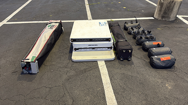 Farmers Market Booth Set-Up Tables Tents Weights