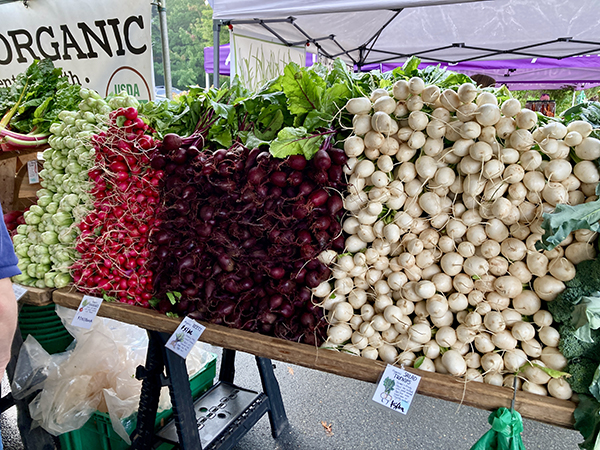 Market Display of Root Crops Stacked High