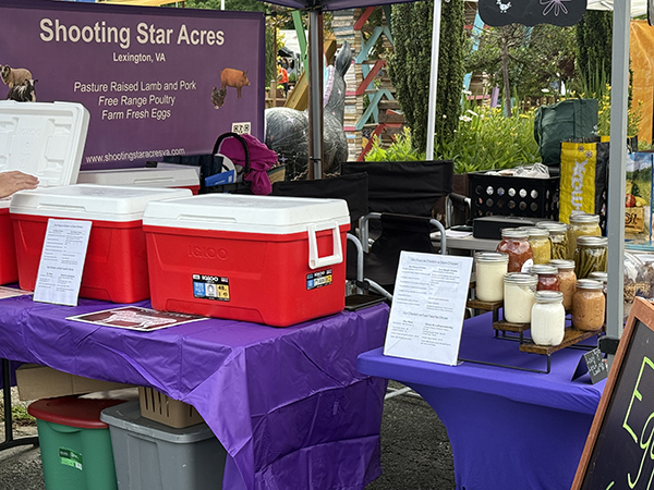 Coolers at Farmers Market Booth for Frozen Meat Sales