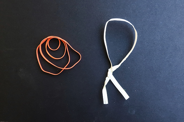 Rubber bands and twist ties